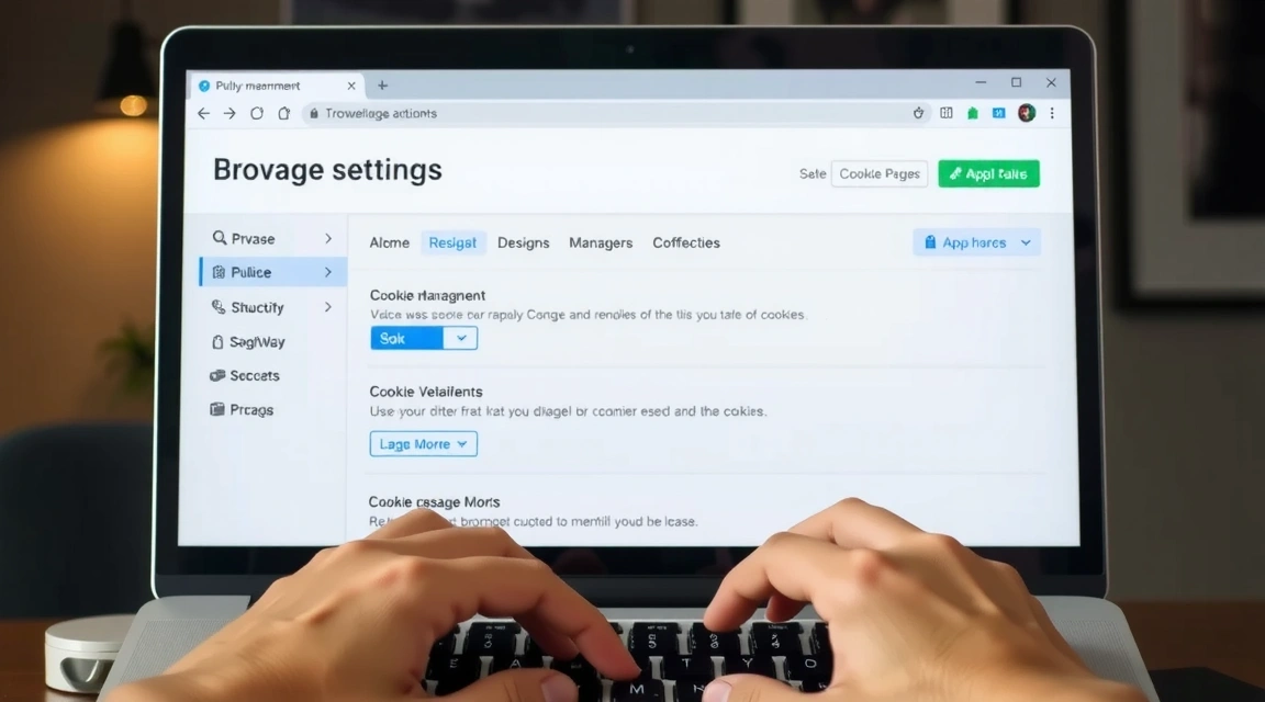 Persona configurando los ajustes de privacidad de cookies en su navegador web