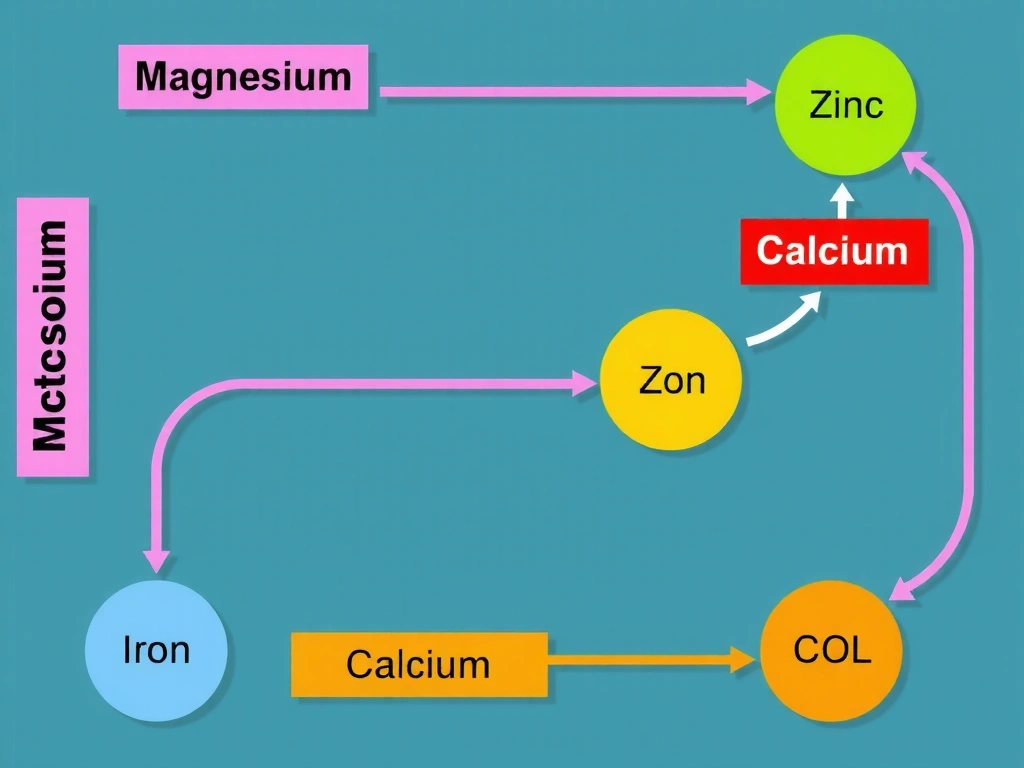Diagrama de vías metabólicas con símbolos de minerales