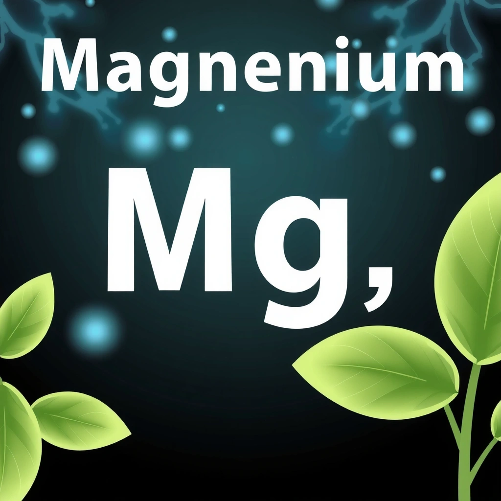 Símbolo de Magnesio con hojas verdes